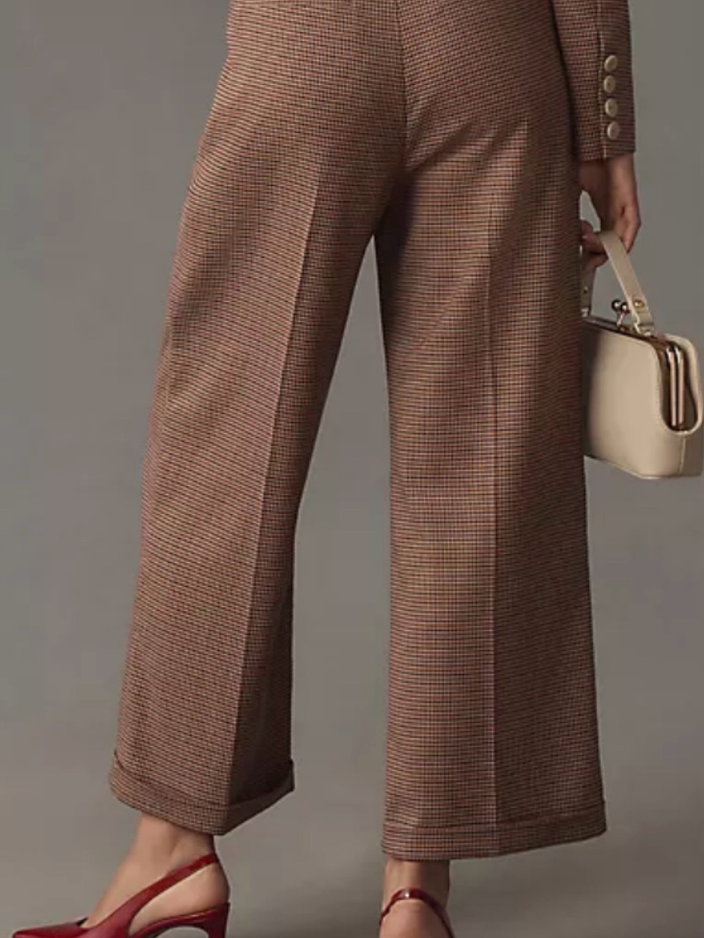 PAIGE Women’s Tan and Brown Houndstooth Dress Pants - W12